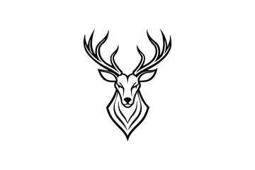 Deer Head Silhouette Vector Illustration – Majestic Wildlife Line Art for Rustic and Elegant Nature Design