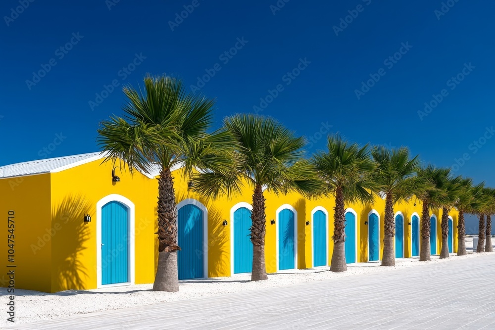 Aufkleber abstract minimalist depiction of a row of houses with simple geometric shapes and clean lines, repre