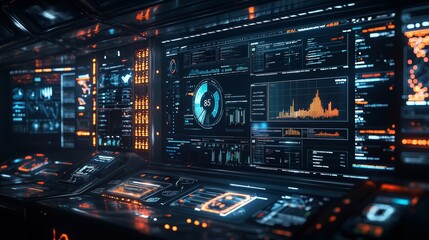 Obraz premium Digital Interface with Graphs and Metrics