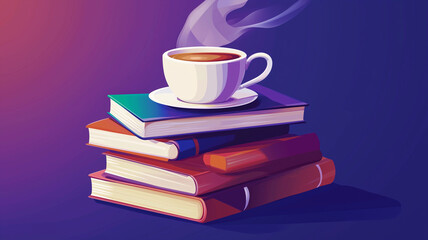 Naklejka premium coffee cup and book illustration