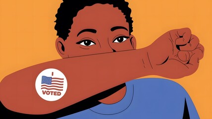 Young Voter with &ldquo;I Voted&rdquo; Sticker