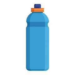 A simple and clean vector illustration of a blue sports water bottle. The bottle has a dark blue cap and an orange lid, perfect for creating health-conscious graphics.