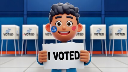 Young Voter with &ldquo;I Voted&rdquo; Sticker