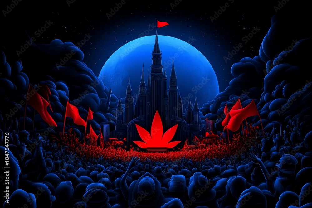 Aufkleber Minimalist design of a parade scene with simple geometric shapes representing floats, flags, and crowds, capturing the essence of global celebrations in a sleek, modern style, symbolizing simplicity