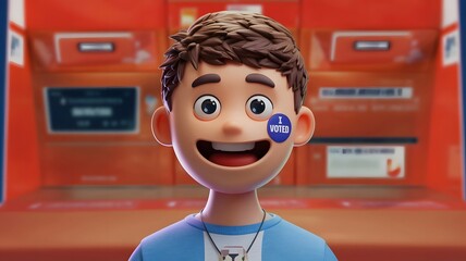 Young Voter with &ldquo;I Voted&rdquo; Sticker