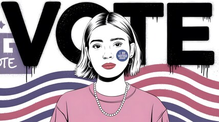 Young Voter with &ldquo;I Voted&rdquo; Sticker