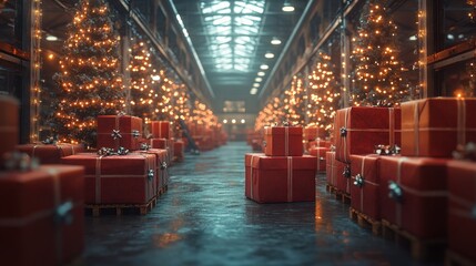 Optimized Automated Systems in a Bustling Christmas Season Warehouse to Enhance Logistics and Efficiency