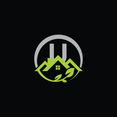 Abstract Leaf and Real Estate Logo With Letter U