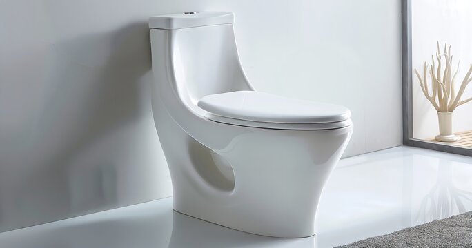 White background with a Parryware One Piece Toilet Seat, Generative AI.