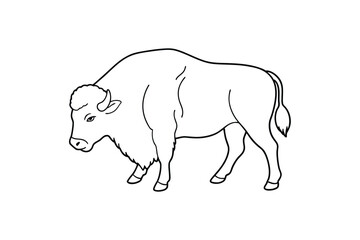 Buffalo Line Art Vector Illustration Minimalist Wildlife Design for Rustic and Bold Nature Art