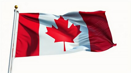stunning 4K looping animation Canada flag waving gracefully wind featuring fully digital rendering that loops perfect 20 seconds alpha channel included red national canadian maple leaf