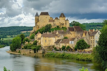 Dordogne Village: Castelnaud-La-Chapelle in France, showcasing Ancient French Medieval Architecture