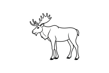 Moose Outline Silhouette Vector – Majestic Forest Animal Design on White Background for Rustic and Wilderness Art