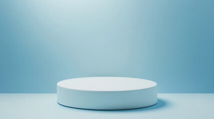 blue podium with minimal background