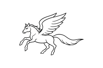 Pegasus Horse Vector Illustration – Majestic Winged Creature Design for Mythical and Fantasy Branding