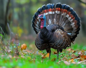 Eastern Wild Turkey Gobbling. A Hunting Call from a Strutting Gobbler Tom