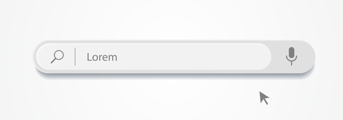 Fototapeta premium 3d search bar Internet browser engine on white background for UI design, website interface element with web icons and push button vector