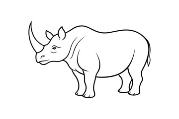 Powerful Rhino in Serene Stance Vector – Majestic Wildlife Illustration Capturing Strength and Grace