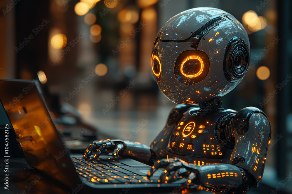 Poster an ai-driven chatbot handling customer service inquiries, illustrating the potential for automation 