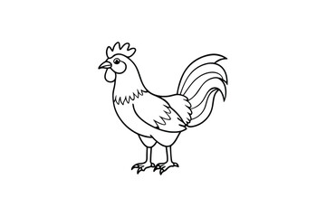Rooster Line Art Vector Illustration – Simple and Elegant Farm Animal Design for Rustic and Country Branding