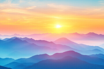 Obraz premium Sunset at mountain peak.