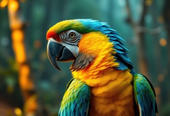 Fototapeta premium Vibrant parrot in lush jungle setting