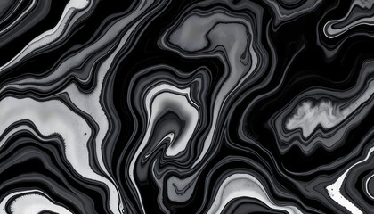 Obraz premium Wavy abstract liquid ink black and white pattern background isolated with white highlights, png
