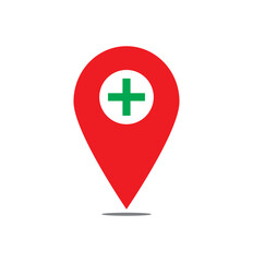 Obraz premium Medical center location icon vector. Doctor location icon vector. Clinic icon. Hospital location icon vector .