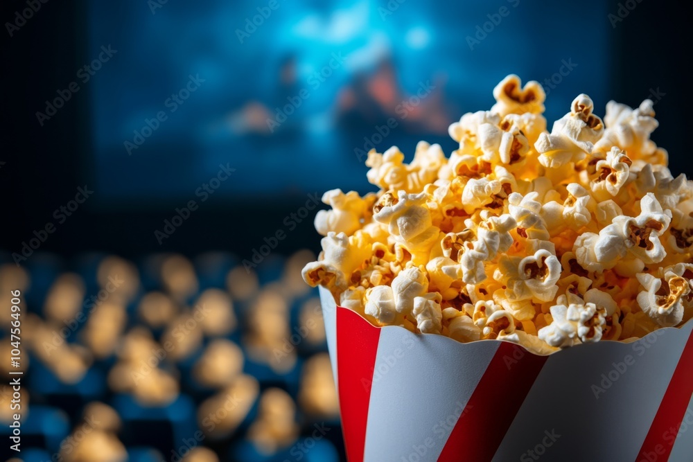 Poster hyper-realistic close-up of a movie theater screen showing a dramatic scene, with detailed textures 