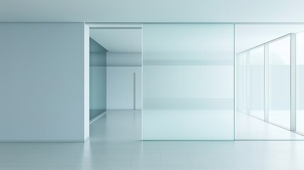 Fototapeta premium Modern interior with glass matte walls and door