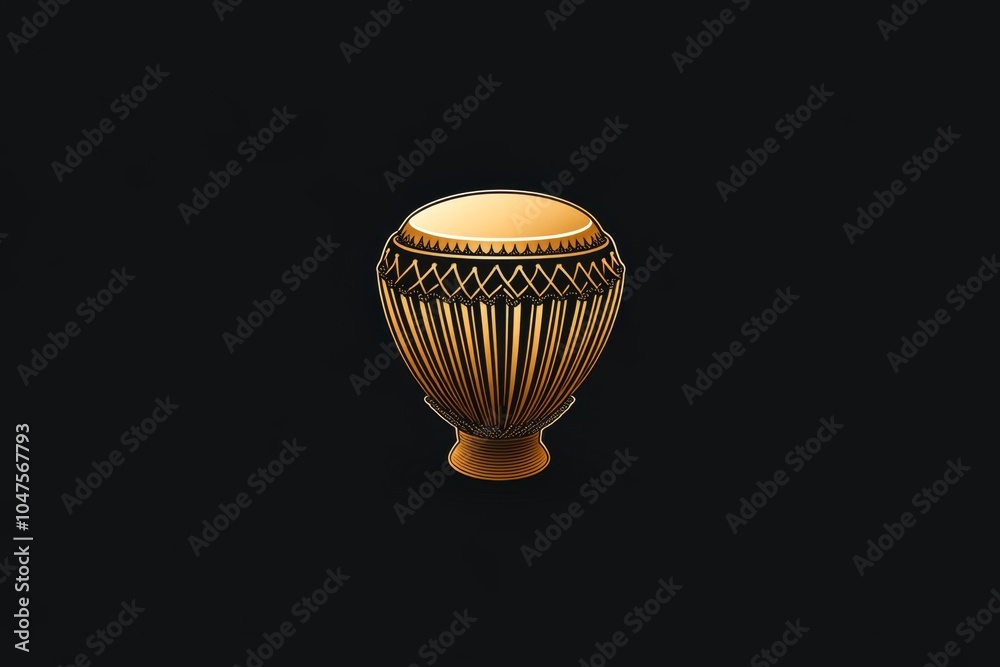 Poster minimalist line art of a traditional african drum circle, with clean, simple lines representing the 