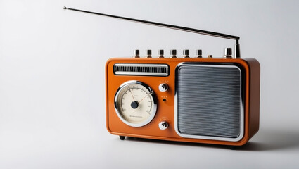Obraz premium Vintage Orange Radio with Retro Dial and Speaker Design