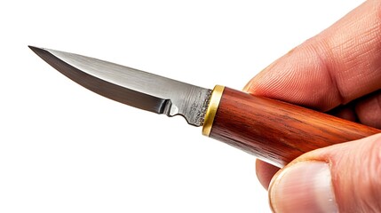 Hand Holding Sculpting Knife Isolated on White Background