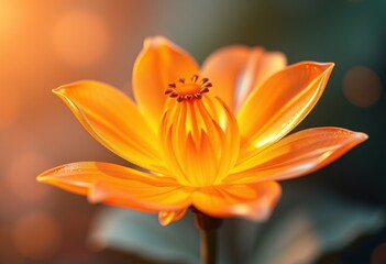 Fototapeta premium Vibrant orange lotus flower in bloom