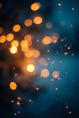 Obraz premium magical glow golden blue bokeh darkness representing magic light effects christmas winter nights