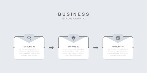 Infographic elements template Business concept with icons and 3 options, workflow layout, square, icons, diagram, report, web design. Creative, vector, illustration.