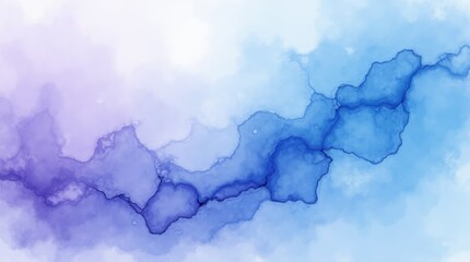 Obraz premium An organic watercolor background showcasing shades of blue and purple, featuring soft, flowing shapes that seamlessly blend into one another for a tranquil and artistic effect.