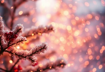 Magical winter wonderland with snowy branches