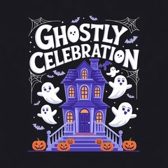 Halloween party poster that says Ghostly celebration