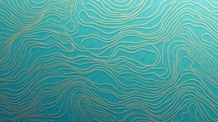 Fototapeta premium A seamless wave pattern background featuring undulating lines in shades of turquoise and gold, creating an elegant and fluid design.