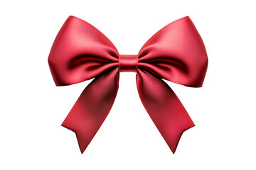 Fototapeta premium A beautifully crafted red satin bow with tails, isolated on transparent white background, perfect for gift wrapping.