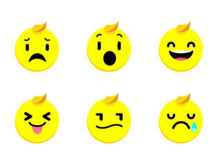 Fototapeta premium Emoticon pack 6 baby face emotions with facial expressions happy, sad, disgusted, scared, angry, surprised.