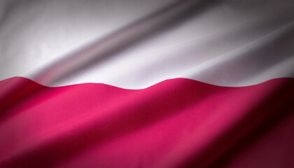 Naklejka premium Republic of Poland flag waving in the wind. Close up of Republic of Poland banner blowing, soft and smooth silk.