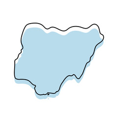 Obraz premium Nigeria Map with with body and Outline Isolated on white Background