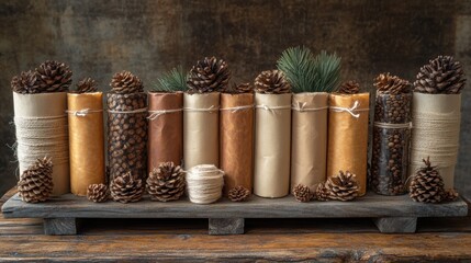 Eco-Friendly Gift Wrap Made from Natural Brown Paper with Twine and Pine Decorations for Sustainable Gifting