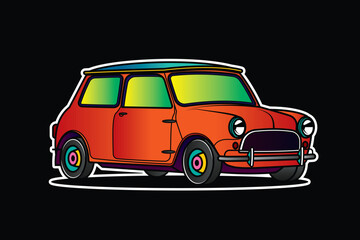 Racing retro car. Original vector illustration in vintage style.