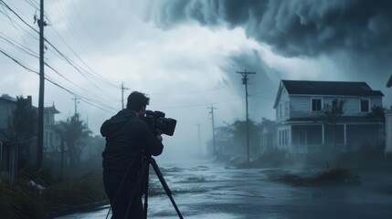 Fototapeta premium cameraman film hurricane