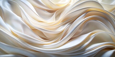 Obraz premium Abstract Swirling White Fabric, Smooth Texture, Curved Lines, Fabric Art, Draped, Wave, Flowing