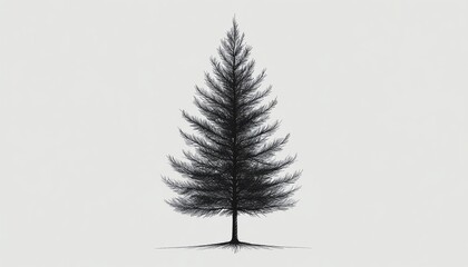 A striking silhouette of a tall pine tree against a light background, symbolizing nature and tranquility in minimalist art.