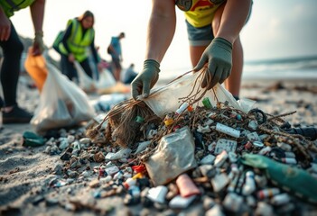 Beach cleanup initiative combating ocean pollution